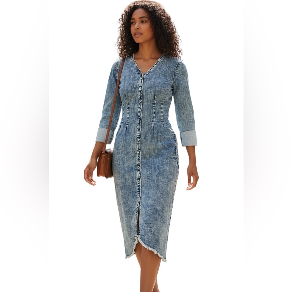 Wash Lab Corset Long Sleeve Denim Midi Dress NWT
*See Notes* - Picture 1 of 16